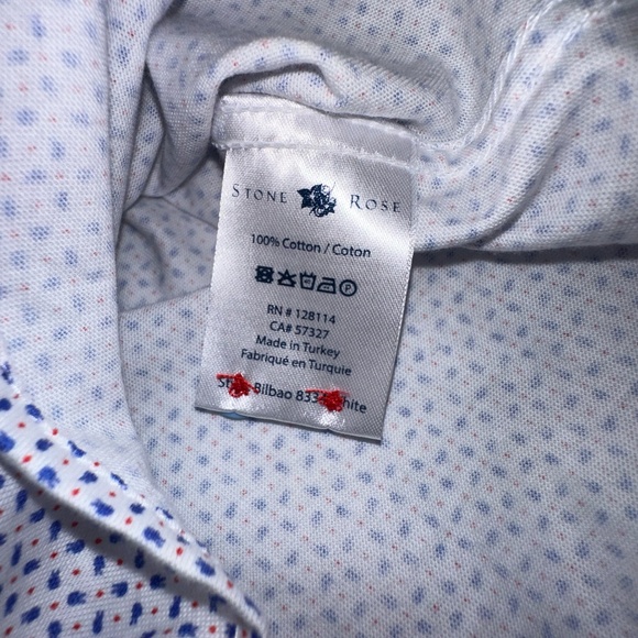Stone Rose Men's White Button Up Shirt Large Sz 3 ~ Medium - Picture 4 of 6